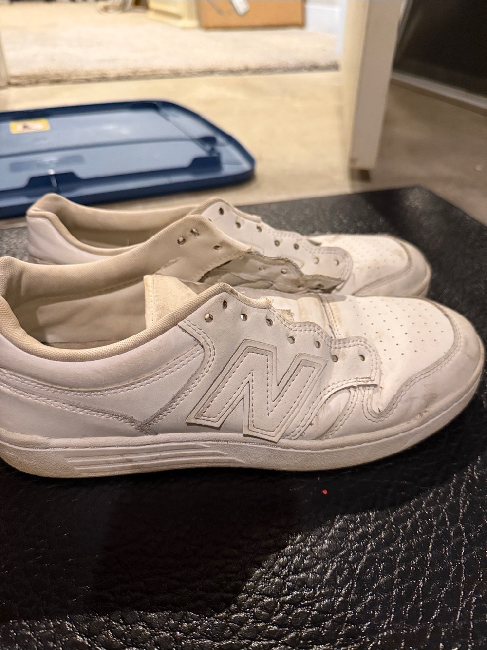New Balance Men's White Low-Top Leather Sneakers